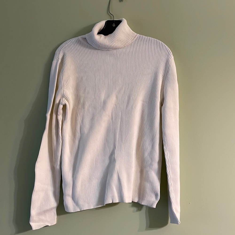 2/$30 Karen Scott Women's Cotton Turtleneck Sweater White Size M
